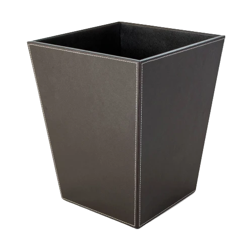 Deri Kare Otel Çöp Kovası